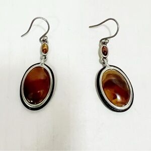 Vintage Natural Amber Silver tone Earrings